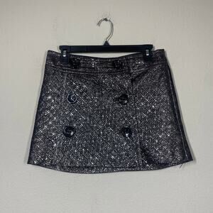 Express Design Studio Womens 4 Mini Skirt Gunmetal Black Metallic Button Trim